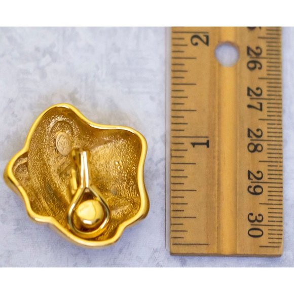 Vintage Gold Tone Abstract Mid Century Clip On Earrings - CF1 - Picture 3 of 3